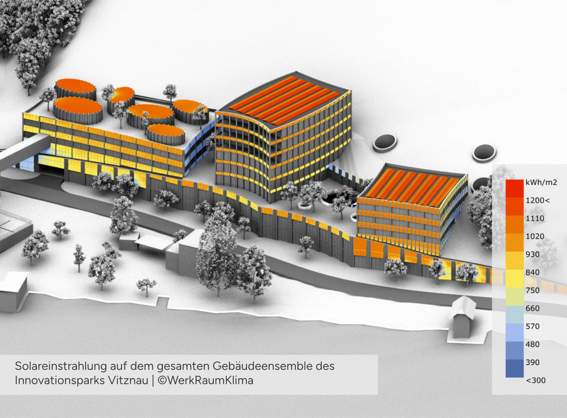 Innovationspark Solareinstrahlung Gebäudeensemble